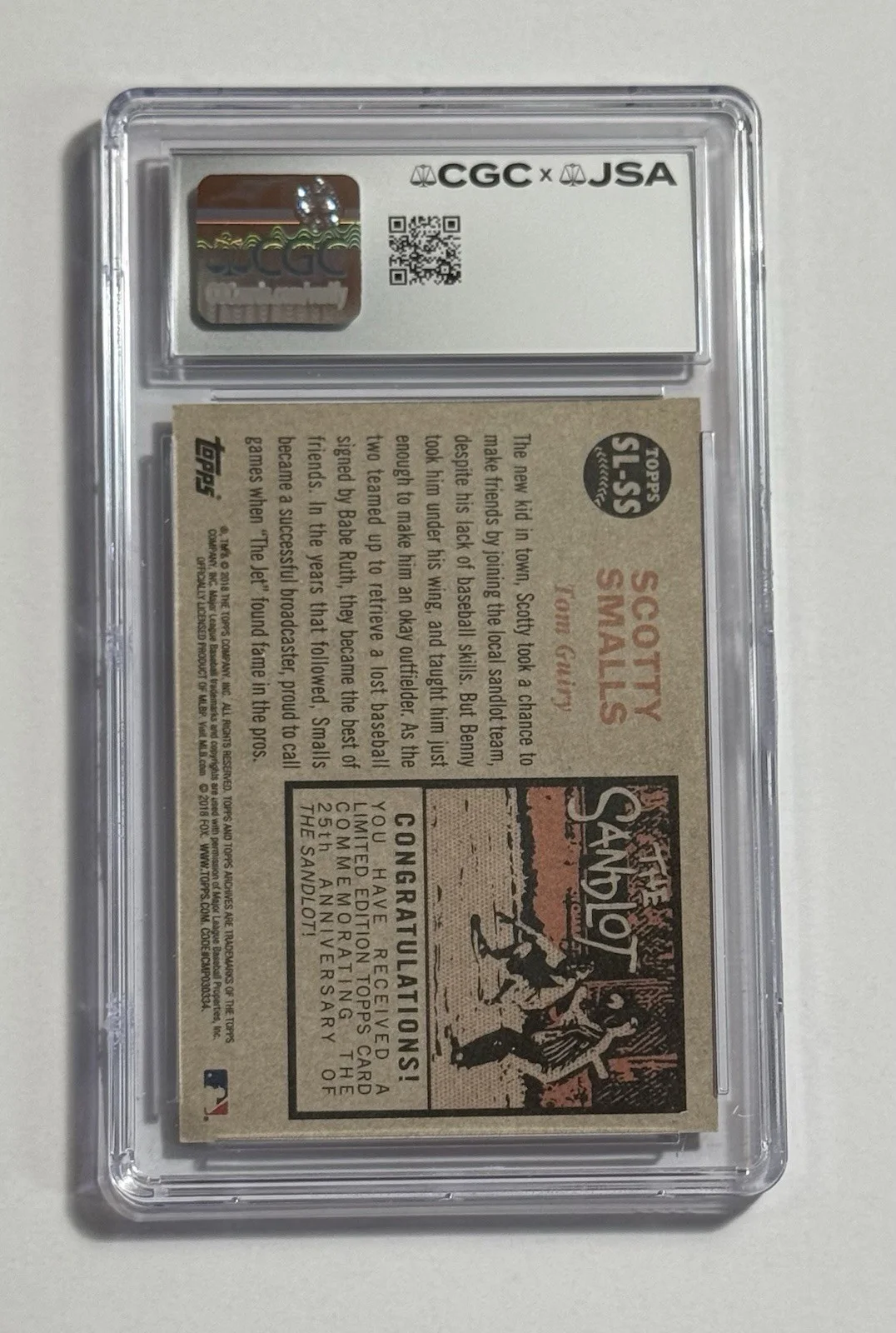 Tom Guiry — Tom Guiry Autograph Signed 2018 Topps Archives Sandlot Card “Smalls” CGC 10 Auto, изображение 2