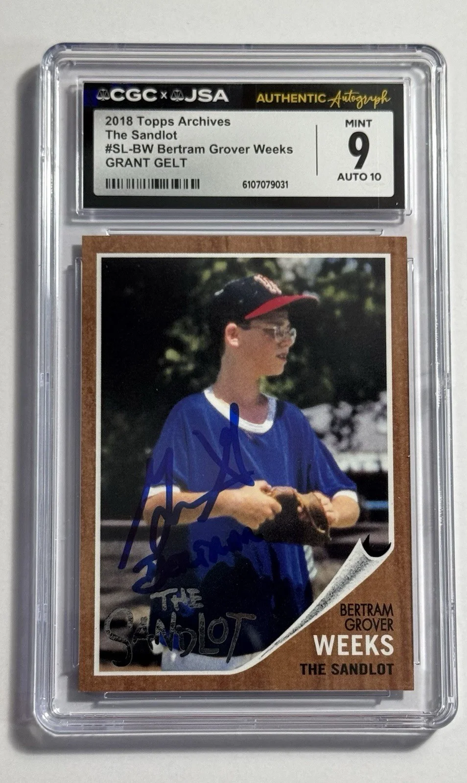 Grant Gelt — Grant Gelt Autograph Signed 2018 Topps Archives Sandlot Card “Bertram” CGC 9