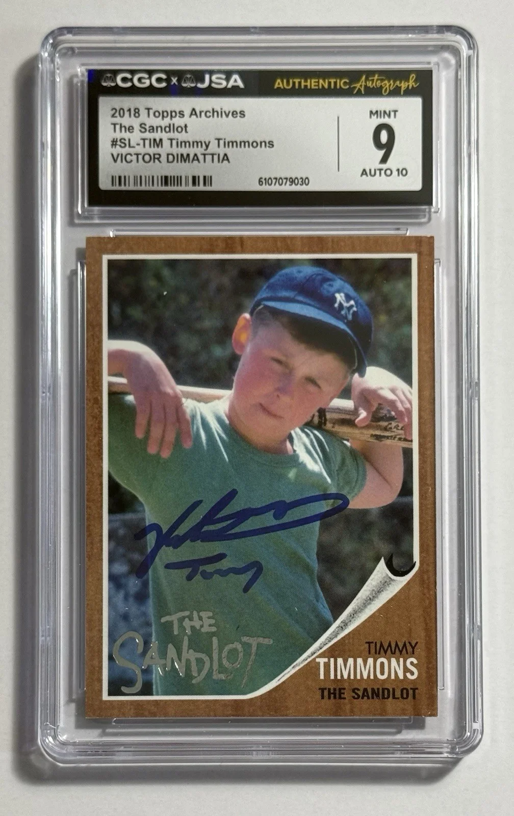 Victor DiMattia — Victor DiMattia Autograph Signed 2018 Topps Archives Sandlot Card “Timmy” CGC -2