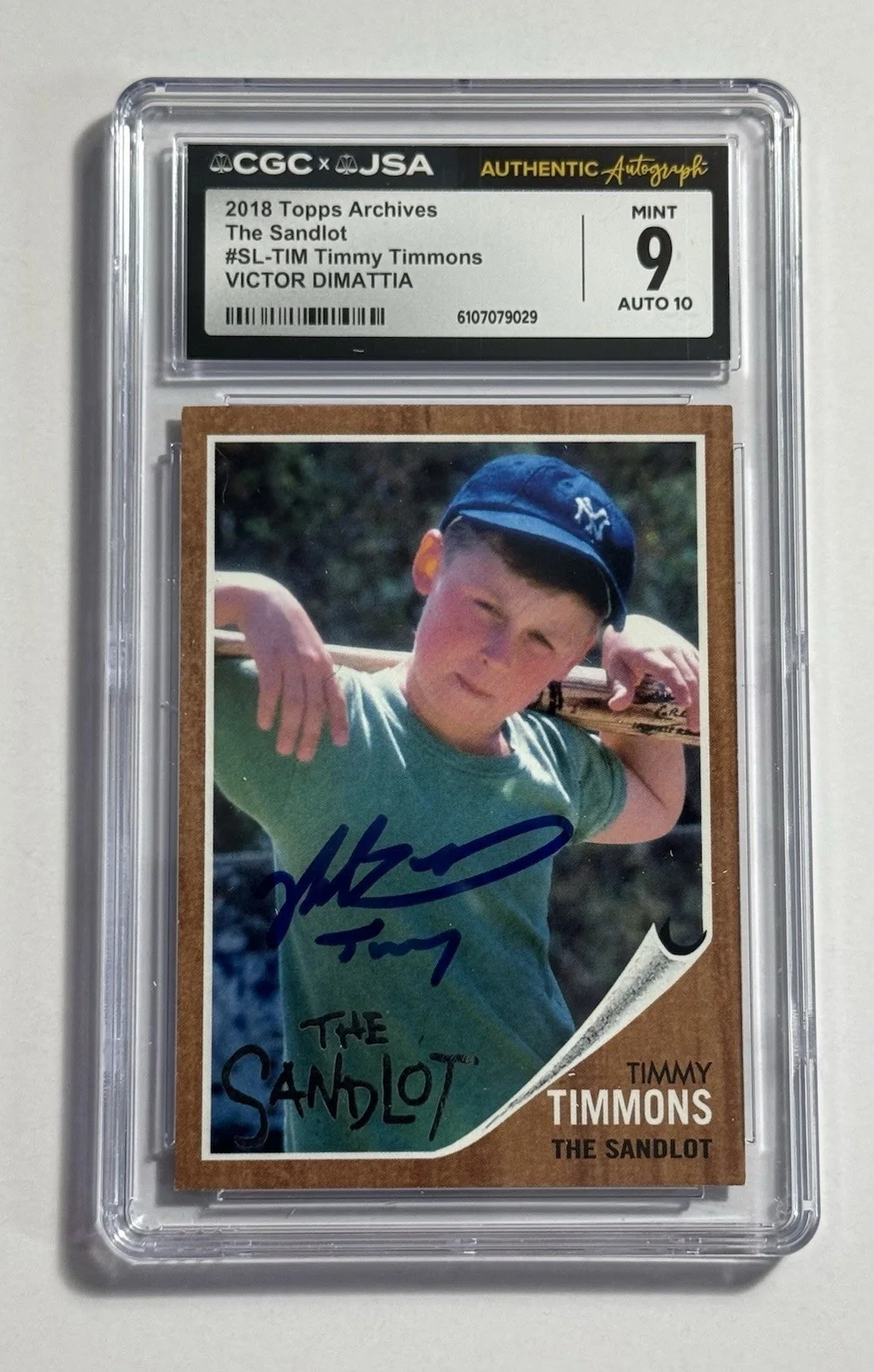 Victor DiMattia — Victor DiMattia Autograph Signed 2018 Topps Archives Sandlot Card “Timmy” CGC -1