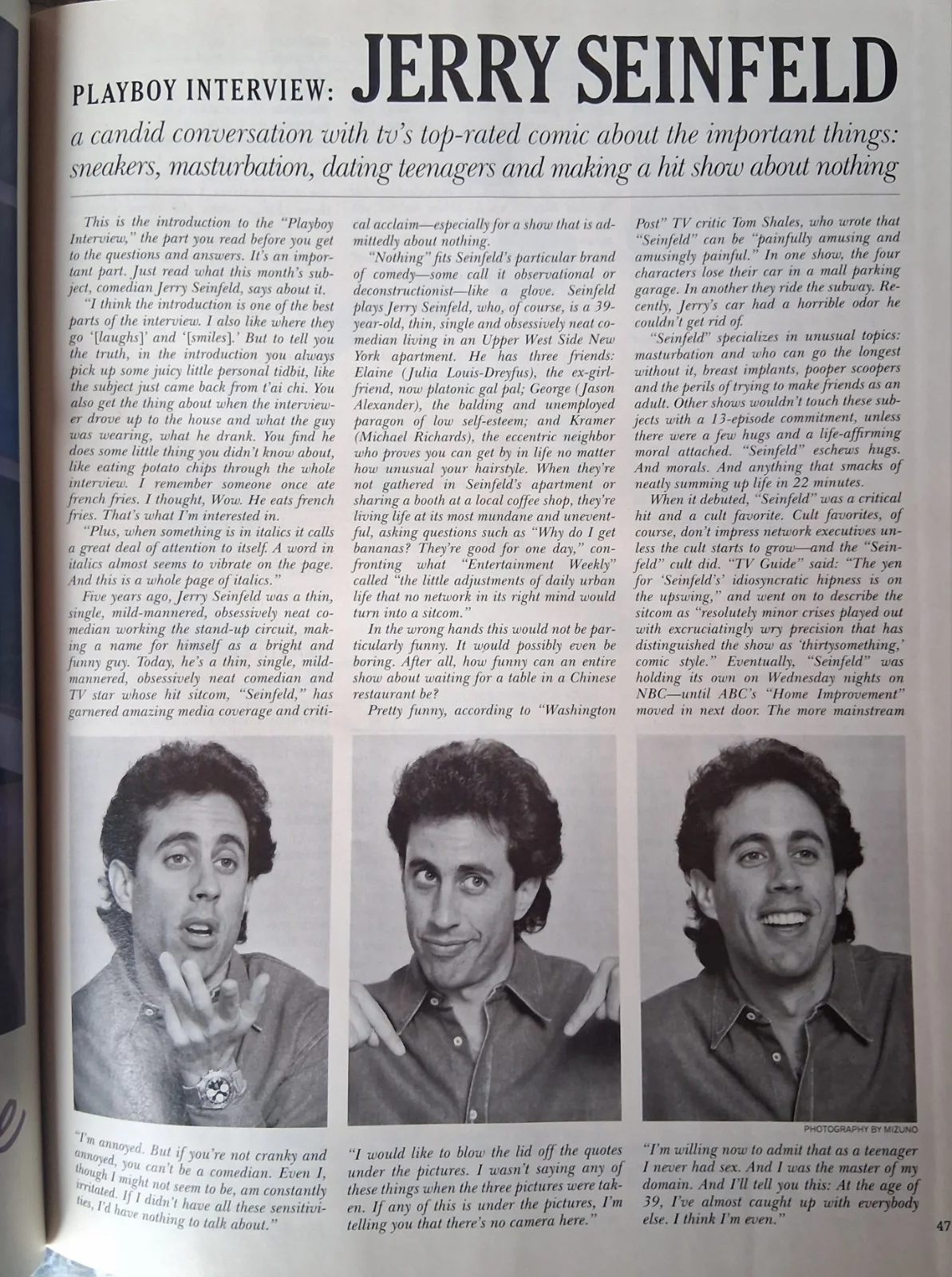 Jerry Seinfeld — Jerry Seinfeld In-Person Autographed 1993 Playboy Signed blue sharpie Nice! Look, image 4