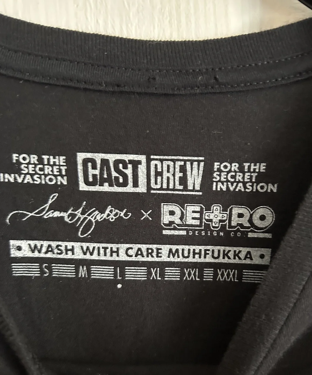 Marvel Secret Invasion cast & crew Wrap Gift Samuel L Jackson T Shirt Large Rare, image 4