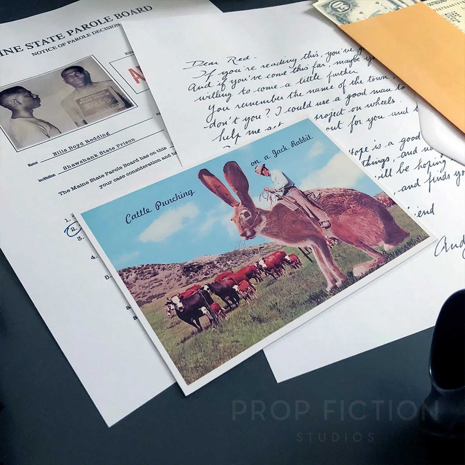 Shawshank Redemption - Red’s Postcard / Parole Form / Prop Letter Replica Set, image 2