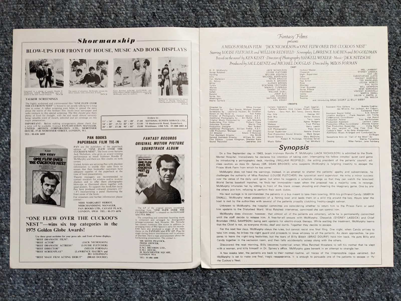 ONE FLEW OVER THE CUCKOO'S NEST Film Pressbook., image 3