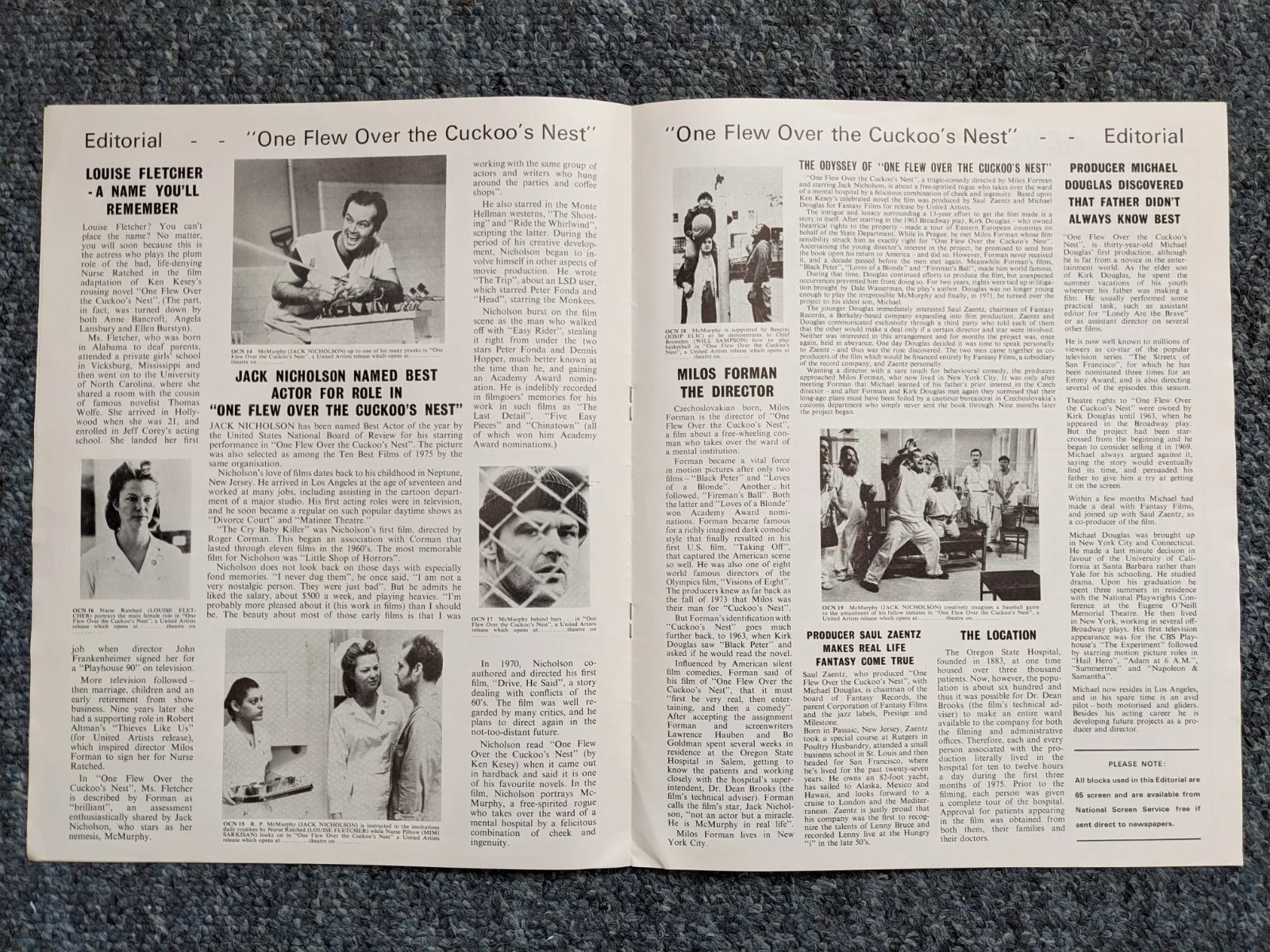 ONE FLEW OVER THE CUCKOO'S NEST Film Pressbook., image 4