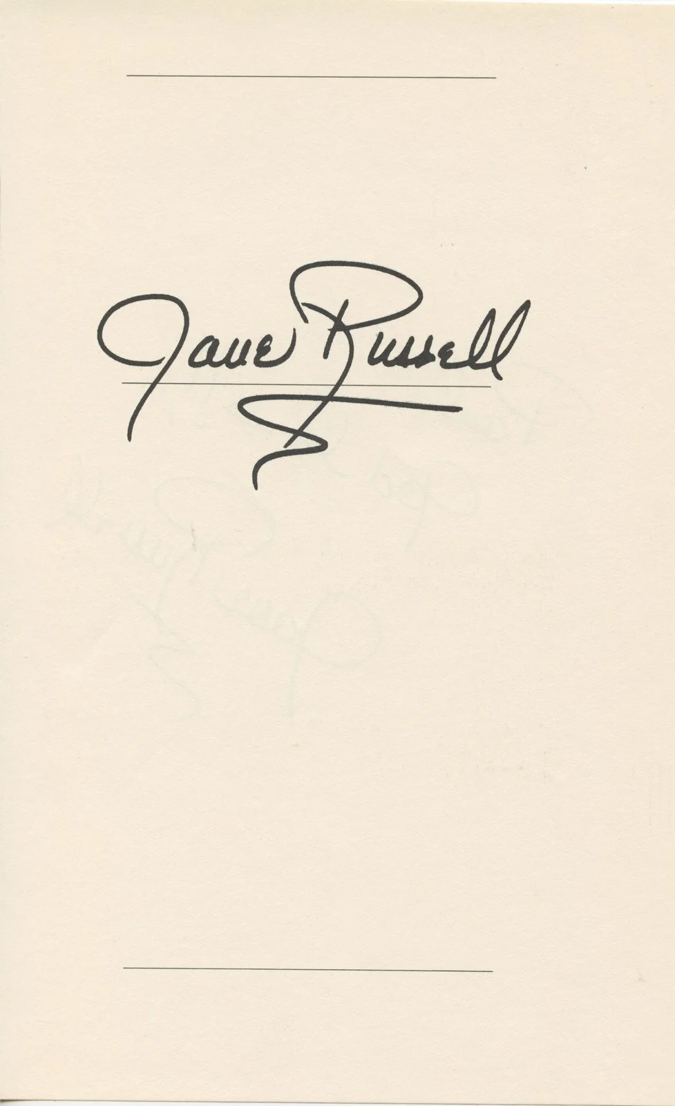 JANE RUSSELL Autograph Signature - "God bless!!", image 2