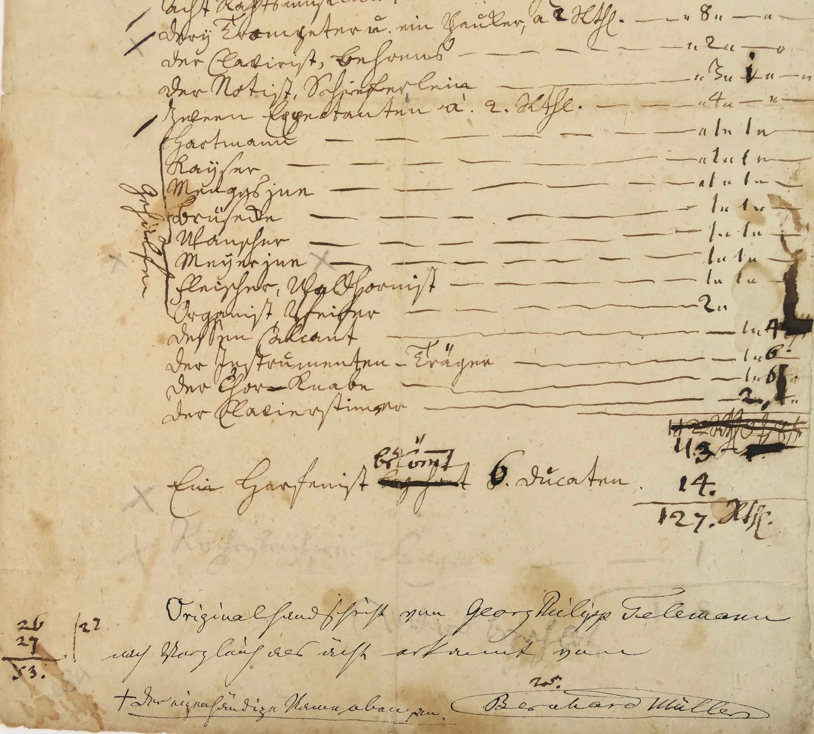 TELEMANN, Georg Philipp. : Autograph Document Regarding Music For the Coronation, image 4