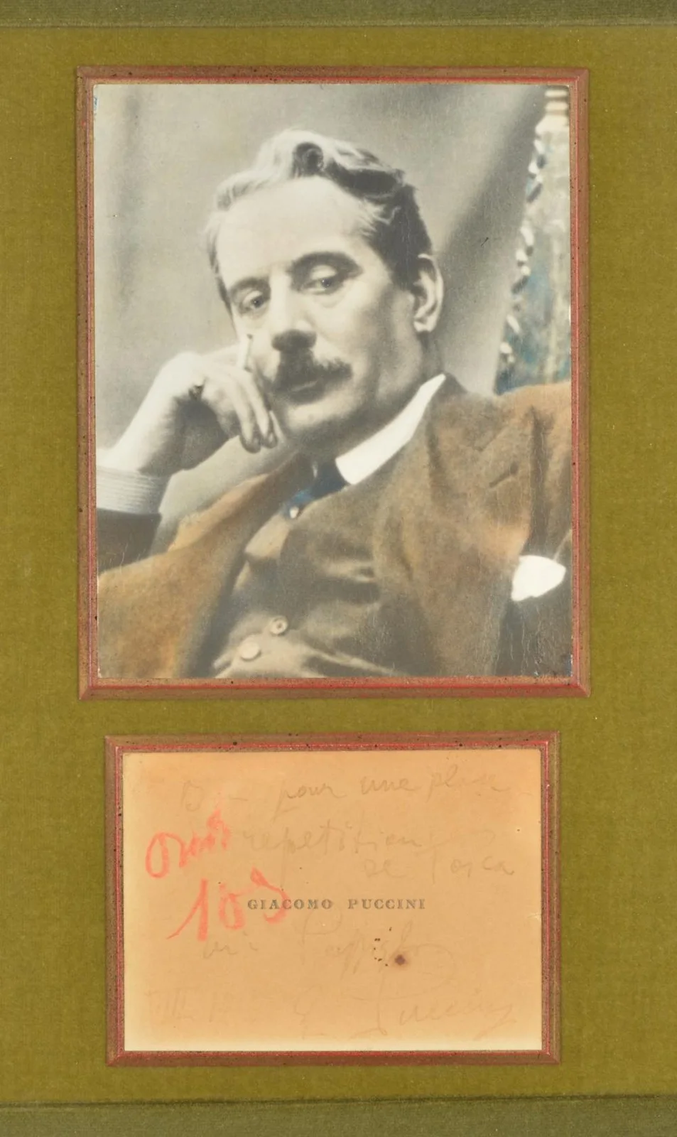 PUCCINI, Giacomo. (1858–1924): Inscribed Card for Admission to a "Tosca" rehears, изображение 2