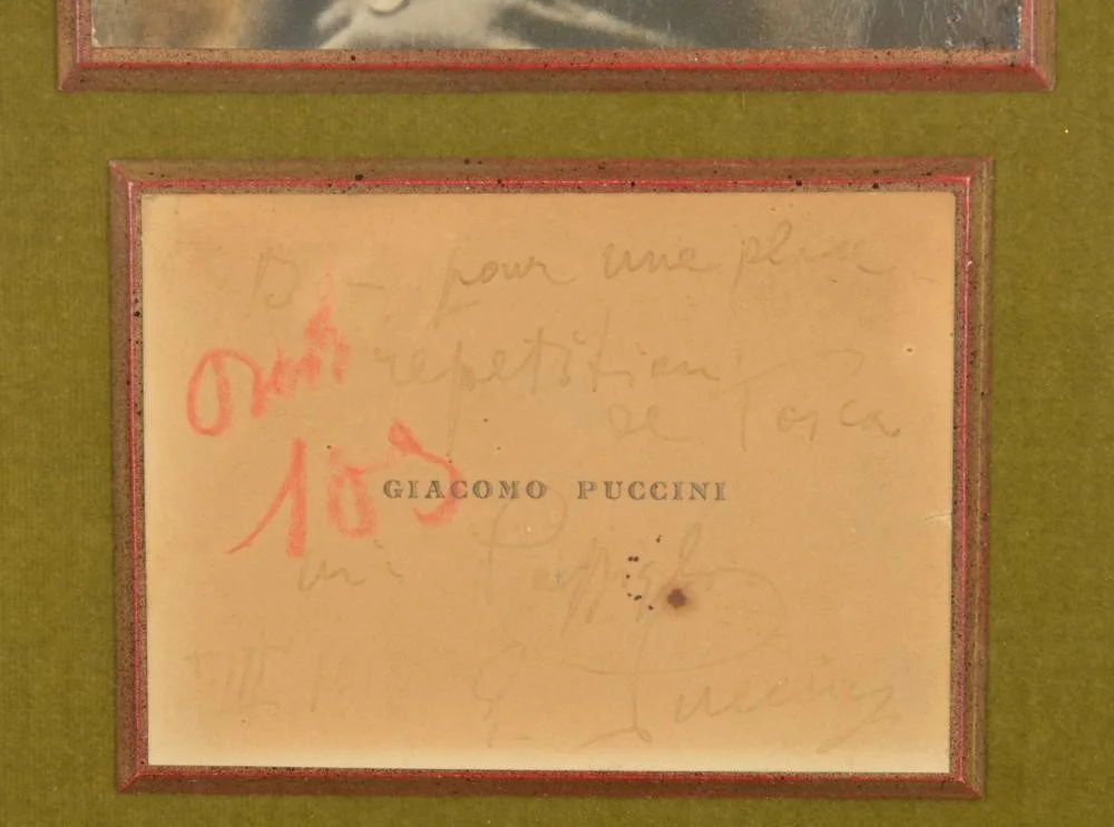 PUCCINI, Giacomo. (1858–1924): Inscribed Card for Admission to a "Tosca" rehears, изображение 3