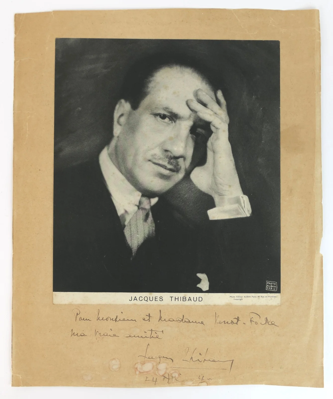 Jacques THIBAUD (Violin) LARGE Signed Photograph, image 2