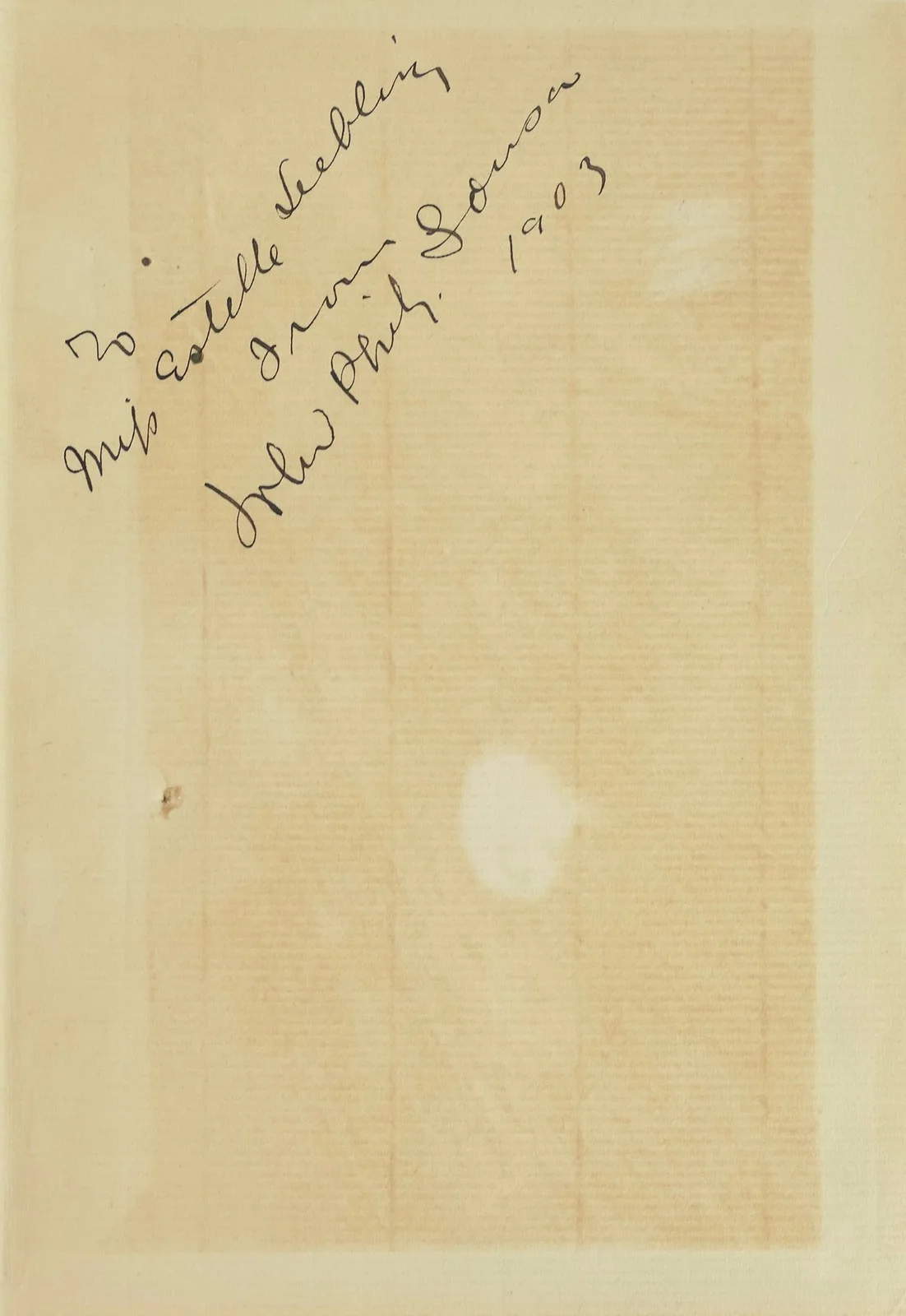 SOUSA, John Philip.: "The Fifth String" - SIGNED TO ESTELLE LIEBLING, image 2