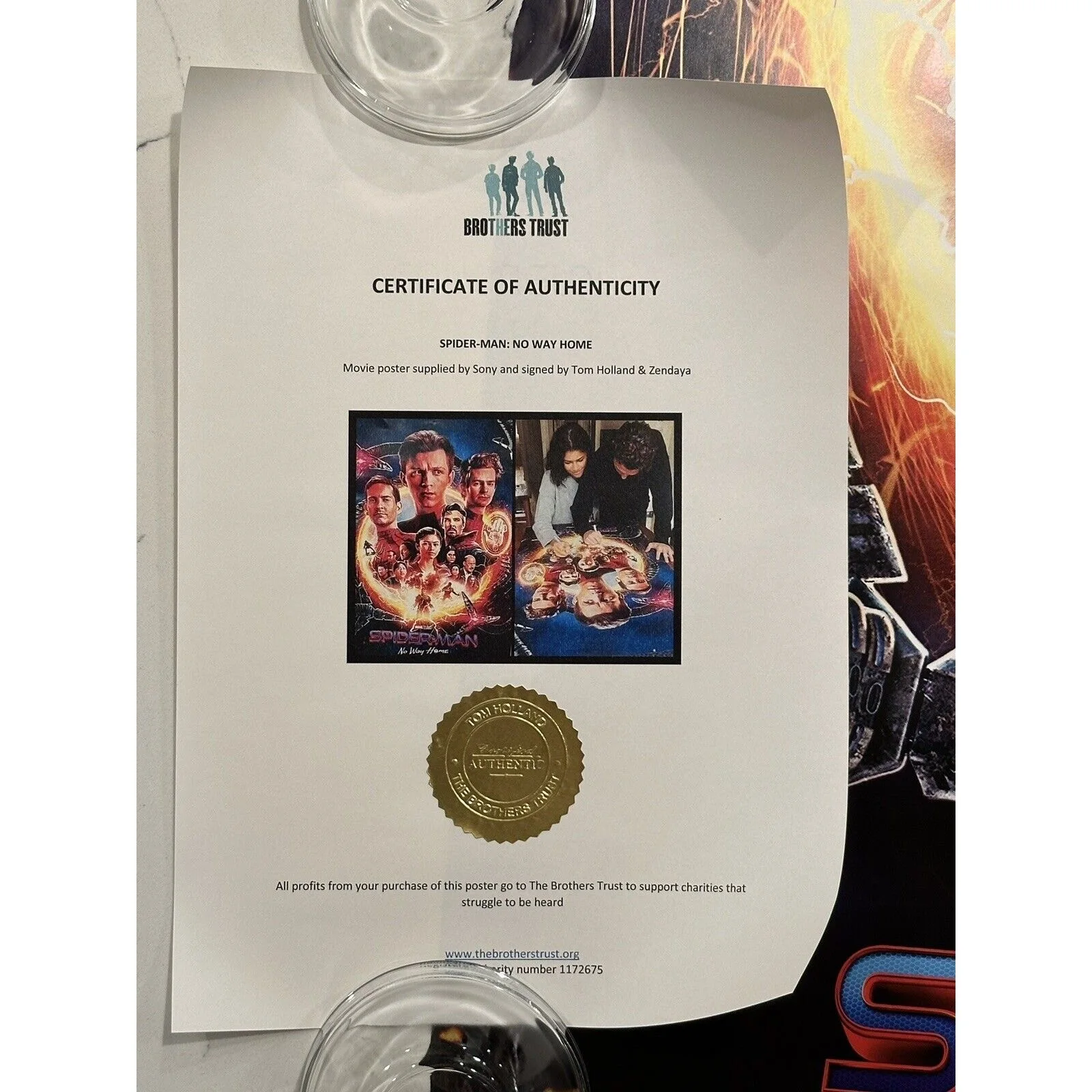 Spider-Man No Way Home Poster Signed Tom Holland Zendaya Autograph 27x40 COA #2, изображение 2