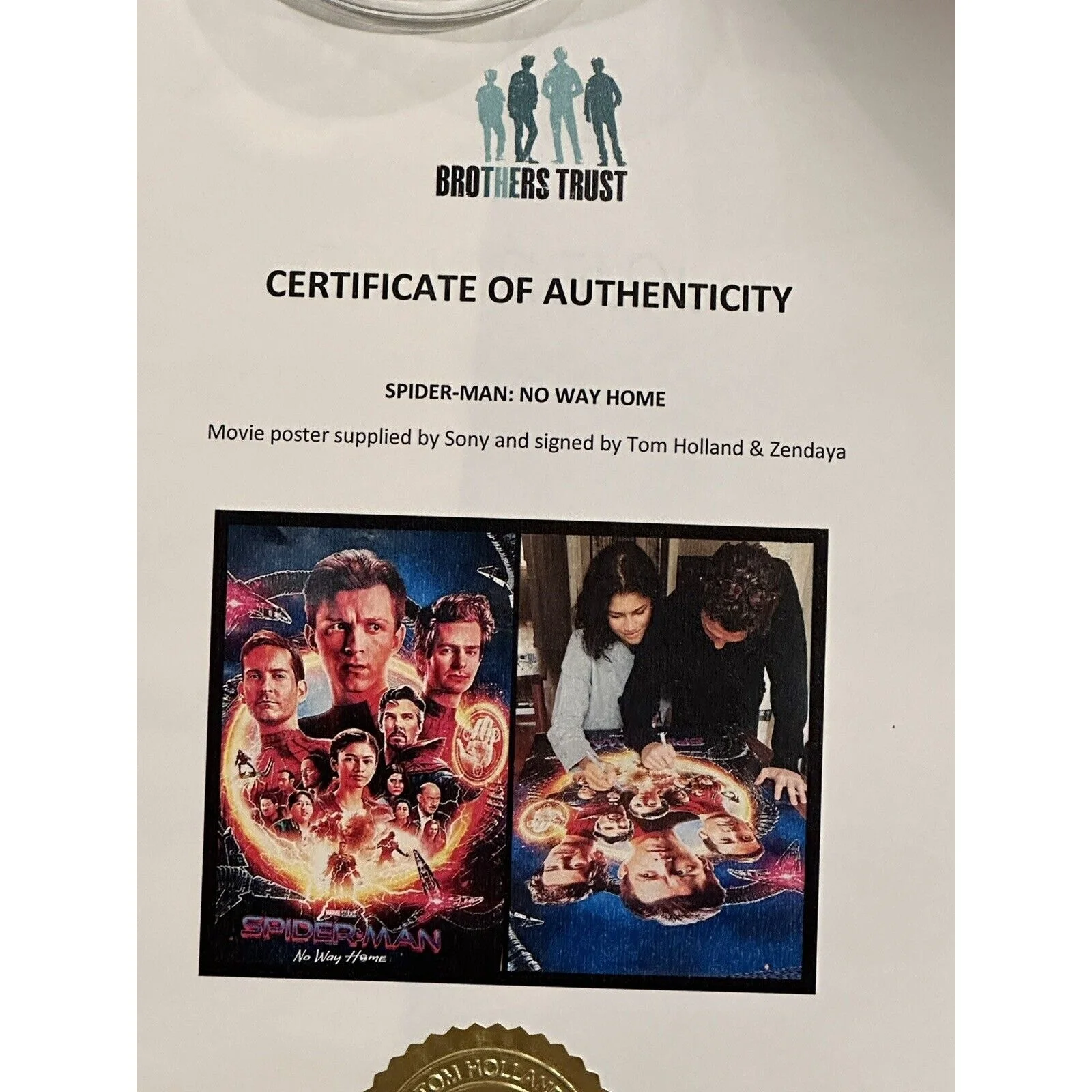 Spider-Man No Way Home Poster Signed Tom Holland Zendaya Autograph 27x40 COA #2, изображение 3