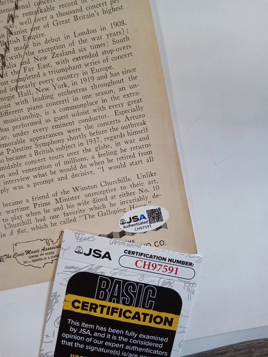 Benno Moiseiwitsch Signed Program Classical Pjanist Rachmanioff JSA, изображение 3