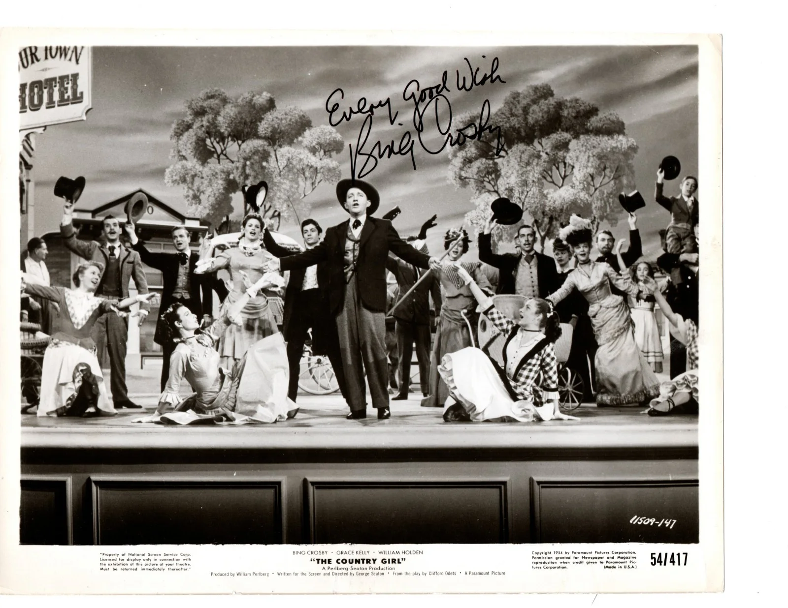 Bing Crosby — Bing Crosby Hand Signed 8 x 10 Promo Photo from "The Country Girl" c. 1954