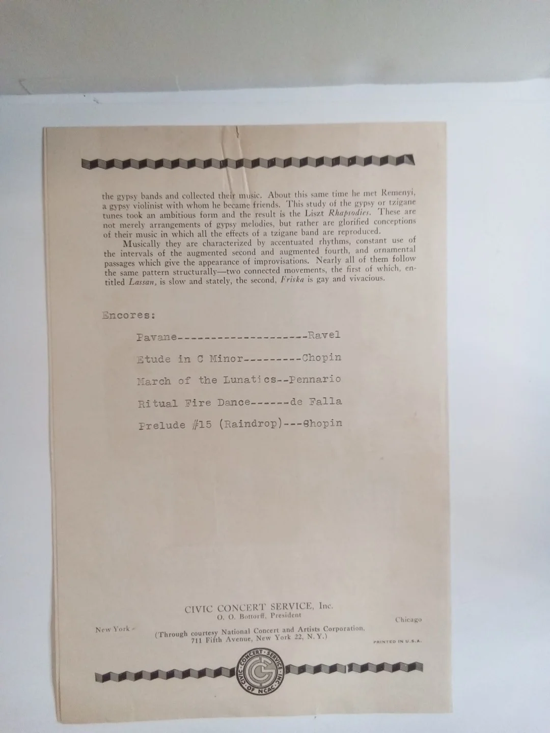 Leonard Pennario Signed Concert Program Classical Pianist JSA, image 4