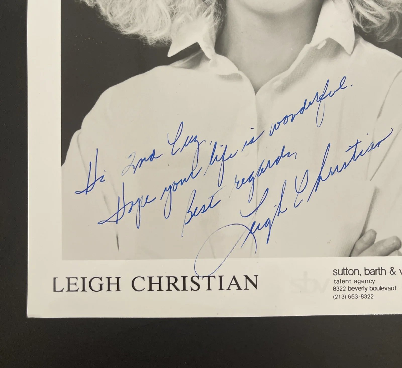 LEIGH CHRISTIAN: Hand Signed Original Celebrity Photo 8 x 10” / KSK, image 2