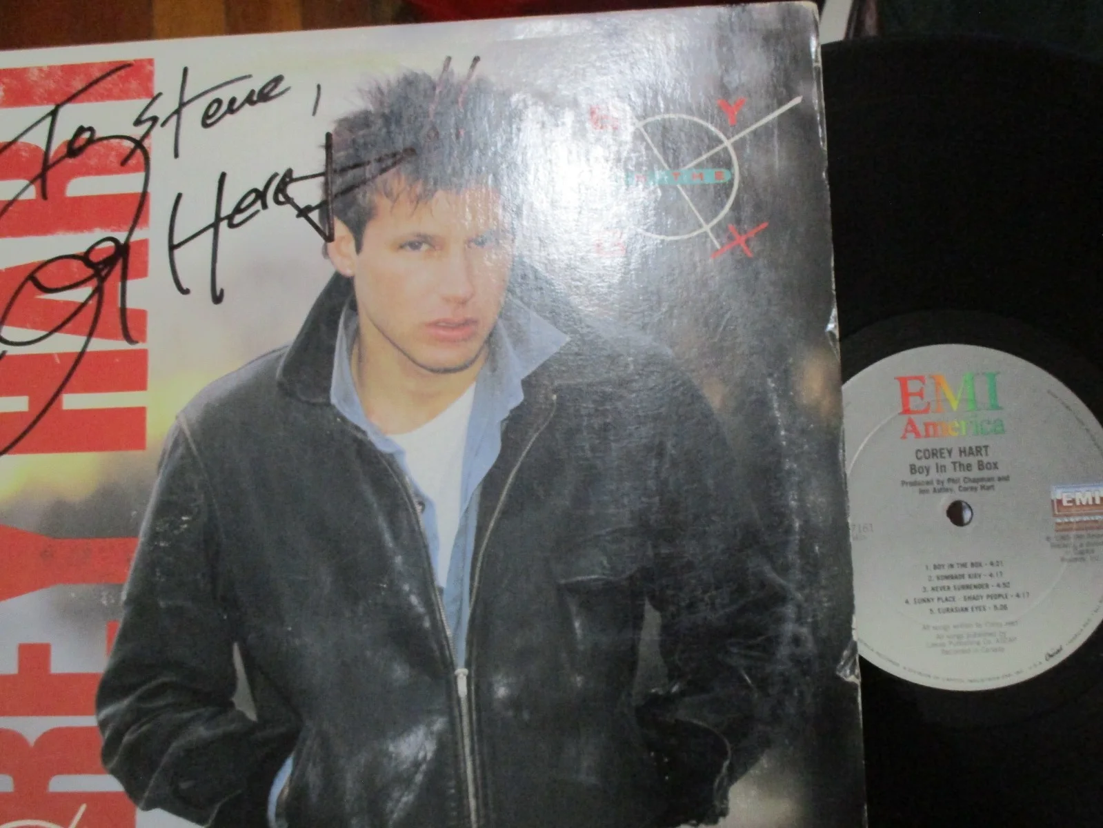 SIGNED COREY HART ALBUM (BOY IN THE BOX, 1985)!!, image 3