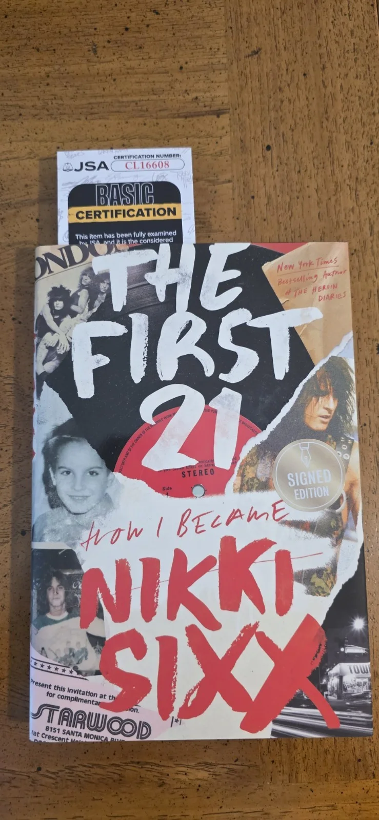 Nikki Sixx Signed THE FIRST 21 Book JSA Authentic W/ Sticker & Card Motley Crue, изображение 4