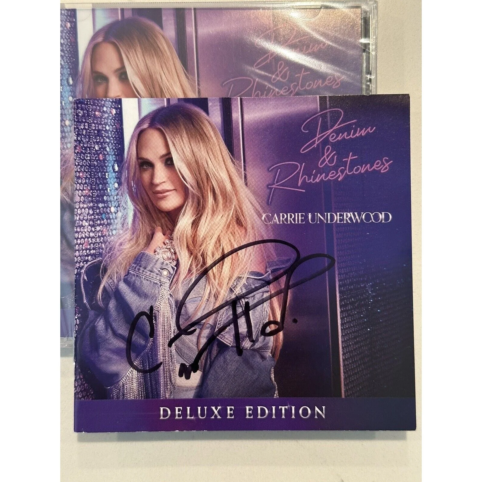 CARRIE UNDERWOOD DENIM & RHINESTONES DELUXE EDITION CD SIGNED AUTOGRAPH #2, image 2