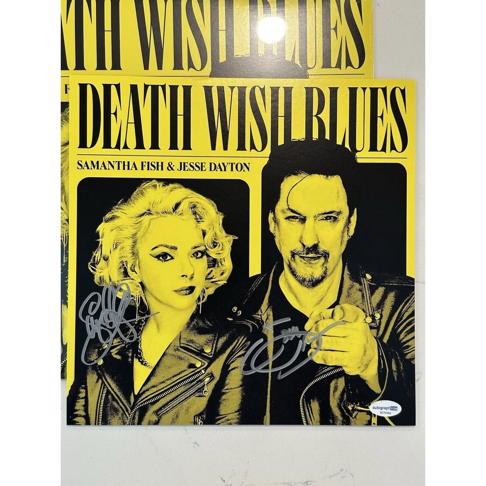 SAMANTHA FISH & JESSE DAYTON SIGNED AUTOGRAPH GOLD VINYL ACOA DEATH WISH BLUES, изображение 3