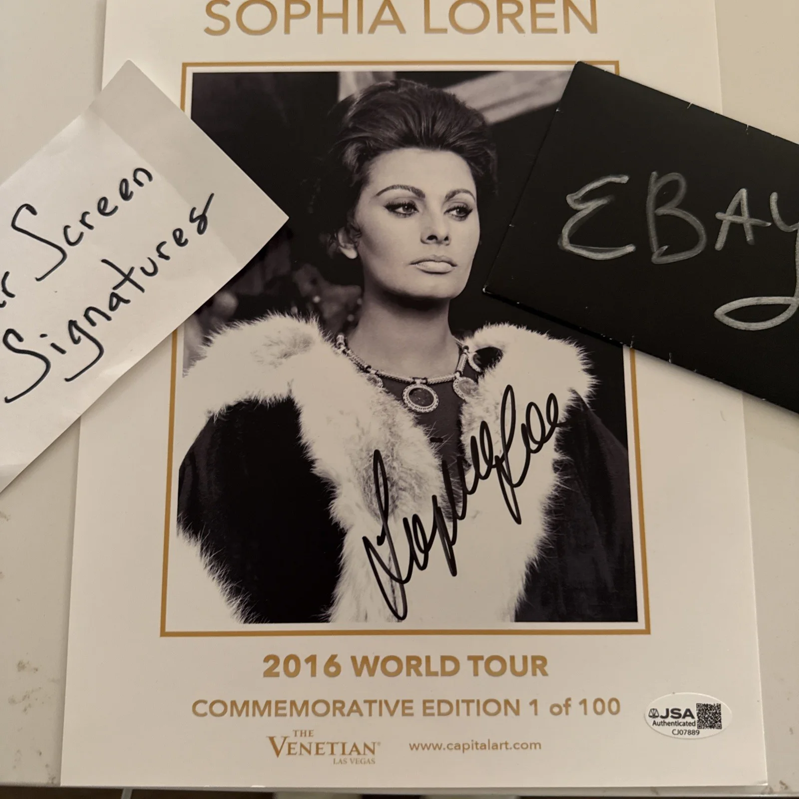 Sophia Loren — Sophia Loren SIGNED Autograph JSA COA Rare 1/100 World Tour Photo, изображение 3