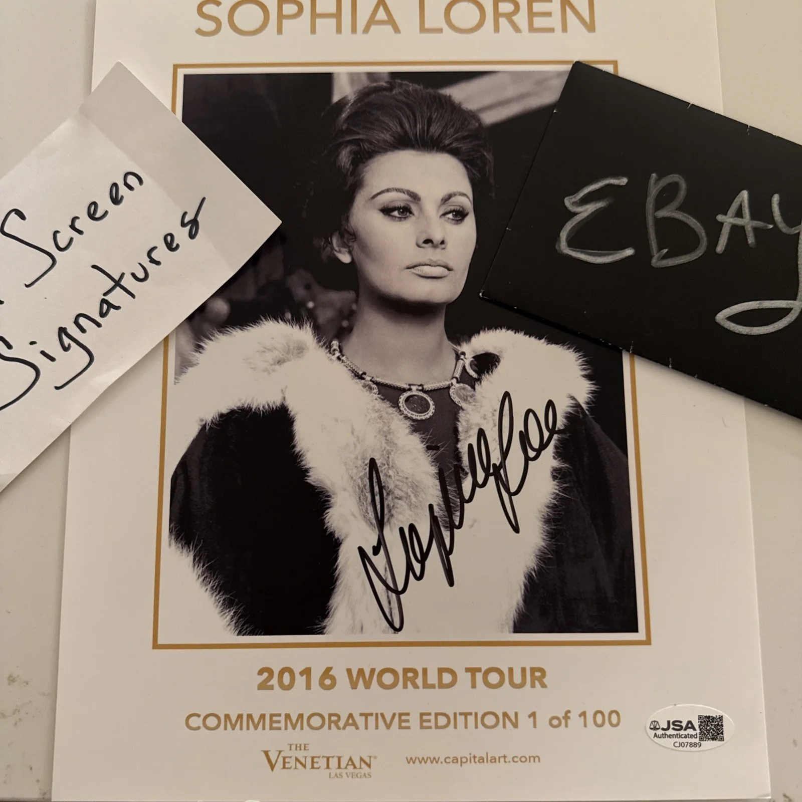 Sophia Loren — Sophia Loren SIGNED Autograph JSA COA Rare 1/100 World Tour Photo, изображение 4