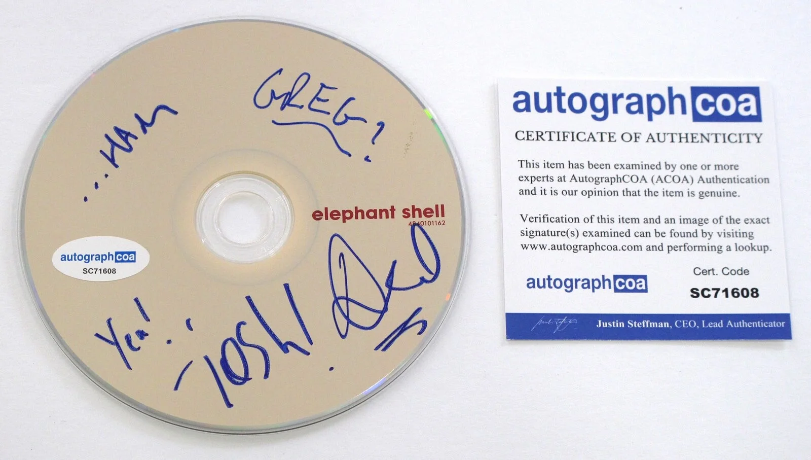 TOKYO POLICE CLUB - DAVID MONKS, GRHAM WRIGHT, JOSH HOOK, GREG — Tokyo Police Club signed "ELEPHANT SHELL" CD a EXACT PROOF David Monks ACOA COA, изображение 4