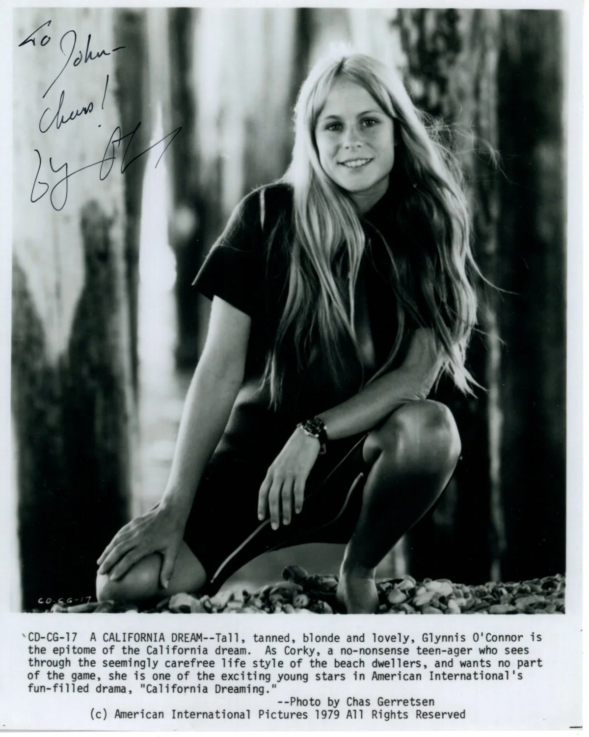 Glynnis O'Connor — GLYNNIS O'CONNOR Signed 8x10 CALIFORNIA DREAMING CORKY Photo - To John