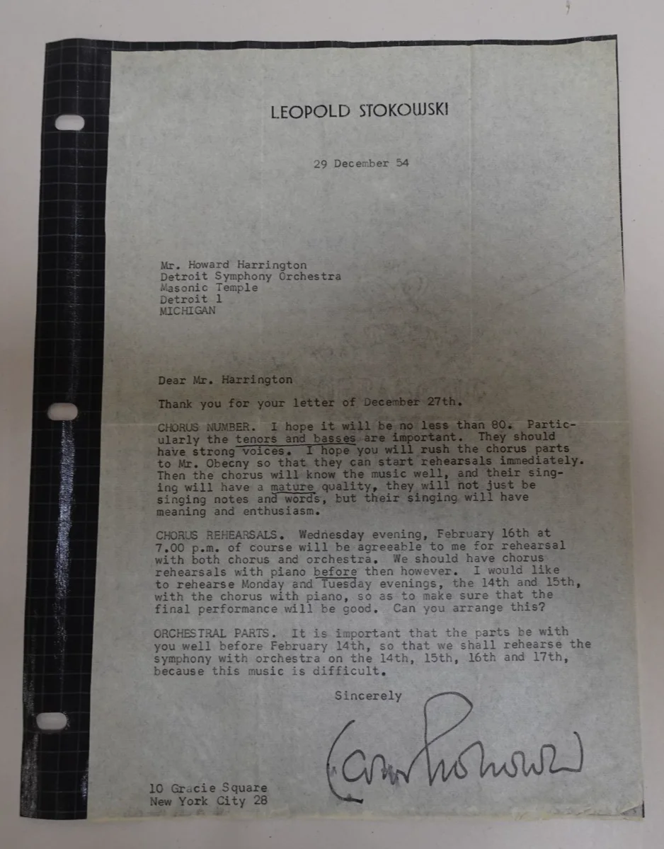 Leopold Stokowski — Leopold Stokowski British Conductor Autograph Letter Symphony Manager 12/29/54