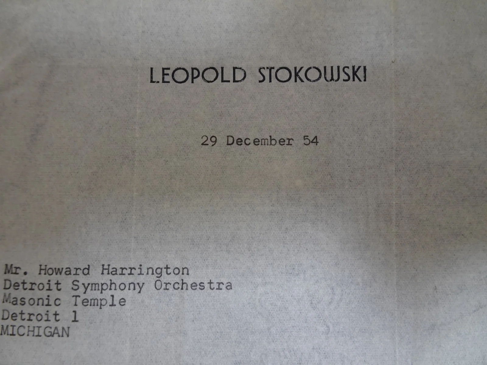 Leopold Stokowski — Leopold Stokowski British Conductor Autograph Letter Symphony Manager 12/29/54, изображение 2