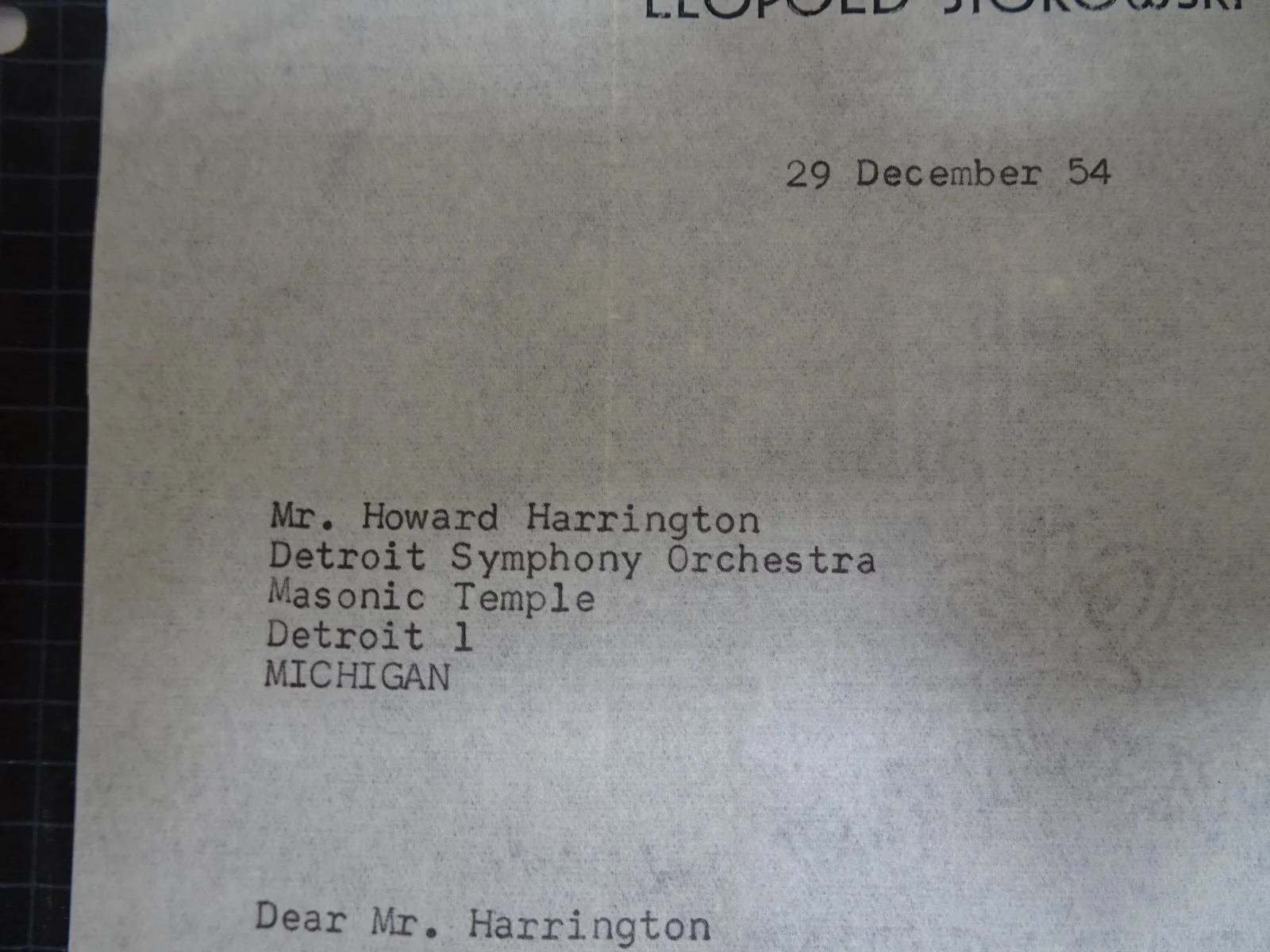 Leopold Stokowski — Leopold Stokowski British Conductor Autograph Letter Symphony Manager 12/29/54, изображение 3