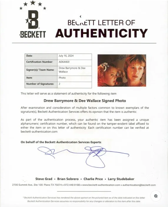 Steven Spielberg, Drew Barrymore, Elliott Thomas, Dee Wallace — E.T. (4) Spielberg, Barrymore, Thomas & Wallace Signed Framed Display BAS, image 5