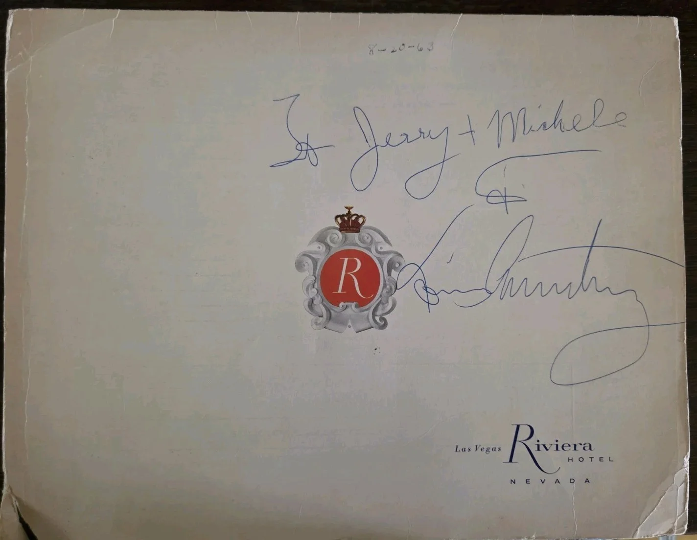 Louis Armstrong Autographed Menu Riviera Las Vegas 1963 Extraordinary Provenance, image 2