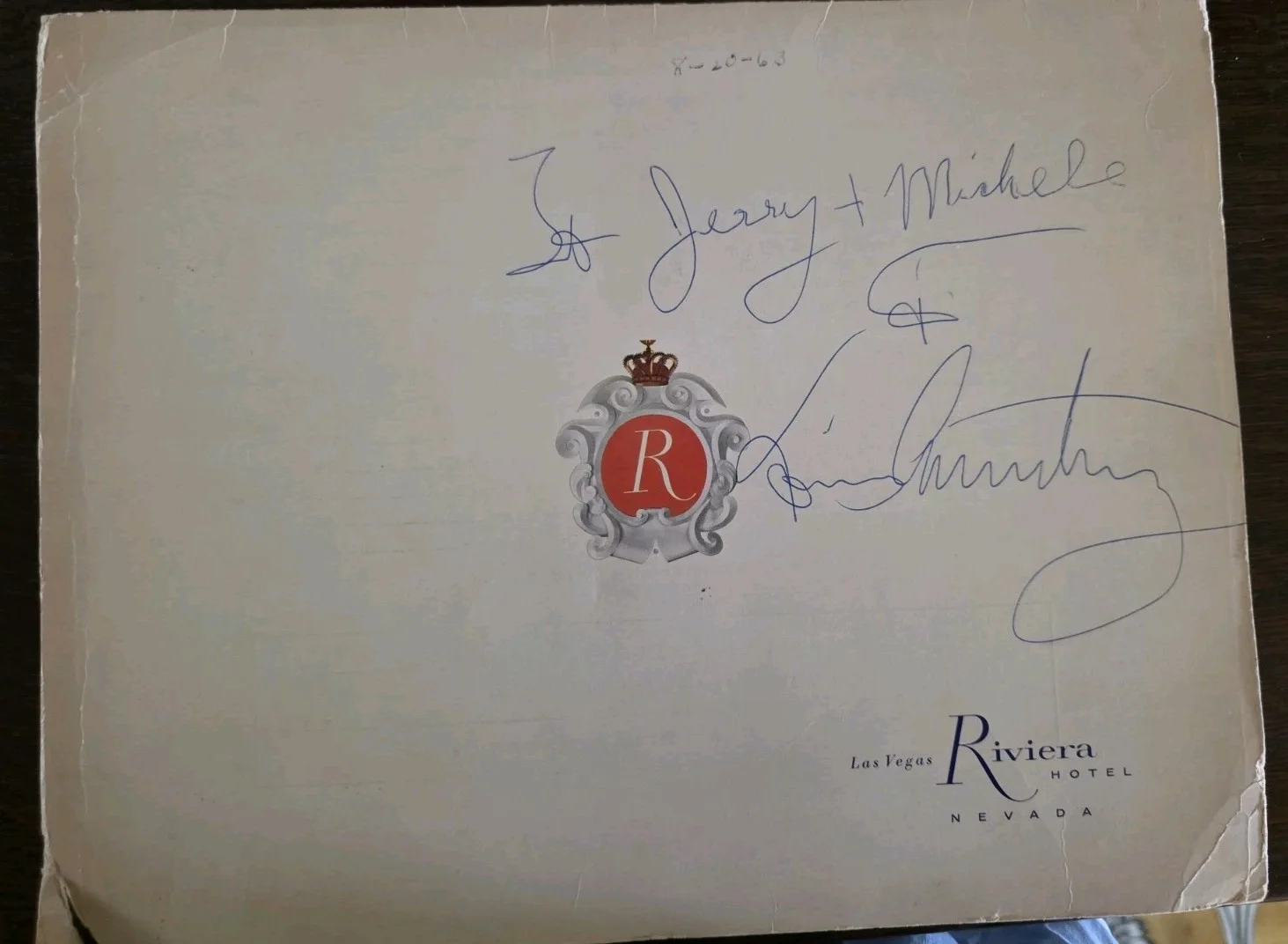Louis Armstrong Autographed Menu Riviera Las Vegas 1963 Extraordinary Provenance, image 3