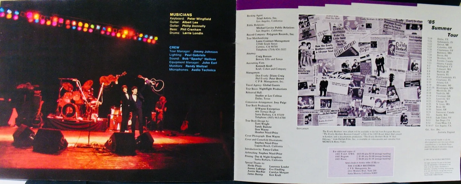 THE EVERLY BROTHERS~Rare Autographed 1985 Summer Concert Tour Book By Phil & Don, изображение 2