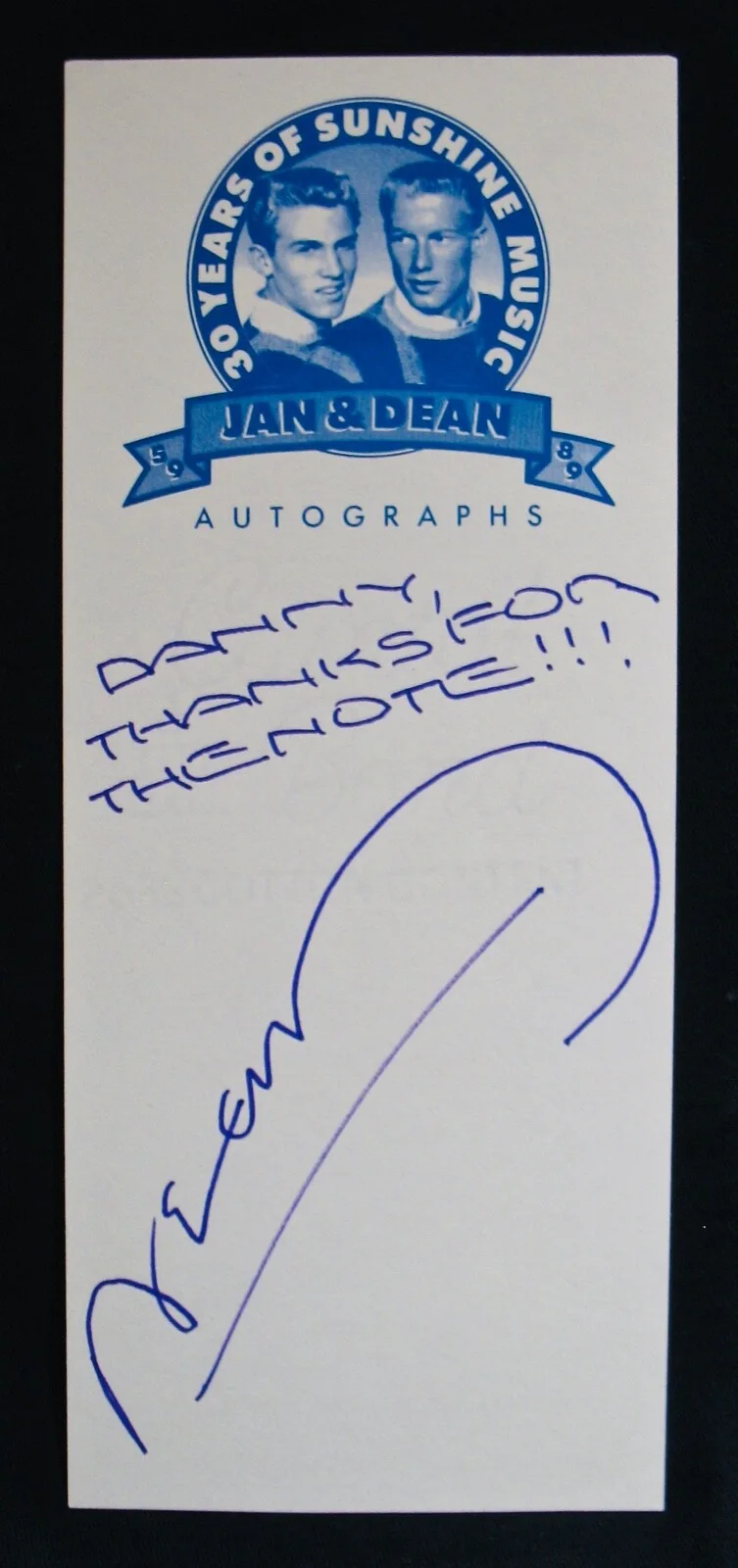 JAN & DEAN~Rare Autographed 8x10 Photograph & Paper From The Surf Rock Legends!, изображение 3