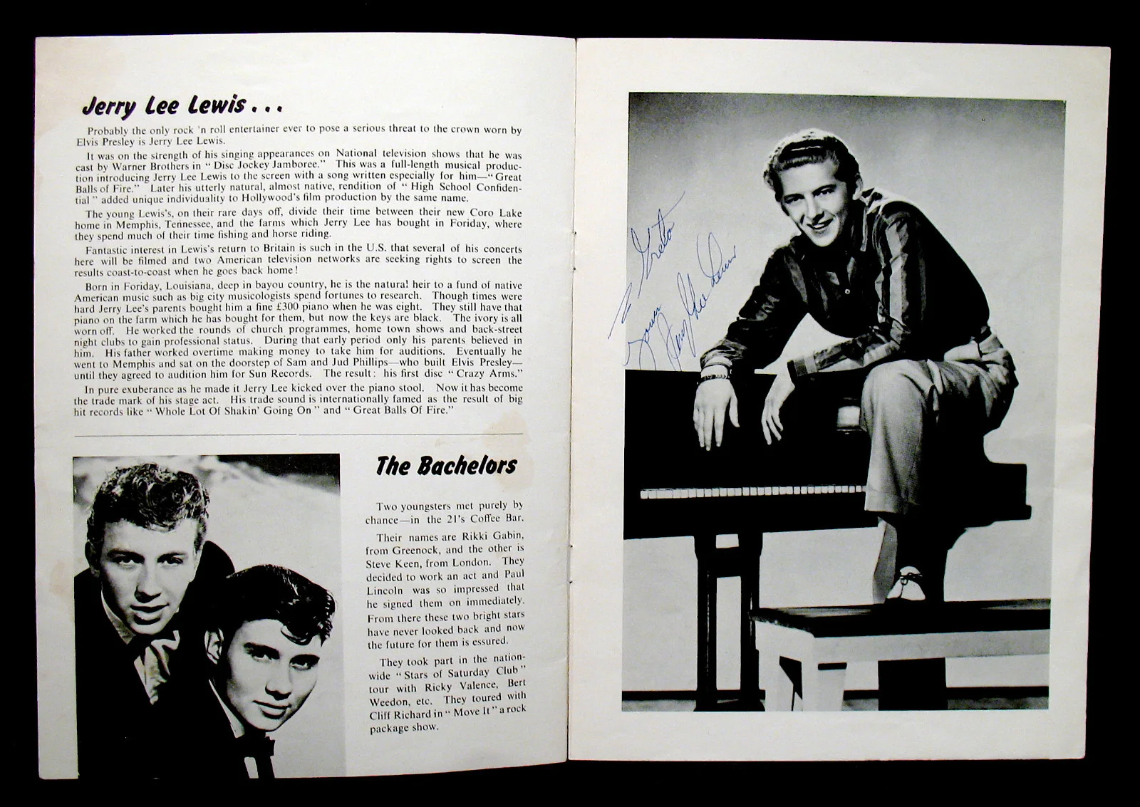 JERRY LEE LEWIS-Rare Autographed UK Concert Tourbook-Circa 1960-Rockabilly-SUN, изображение 3