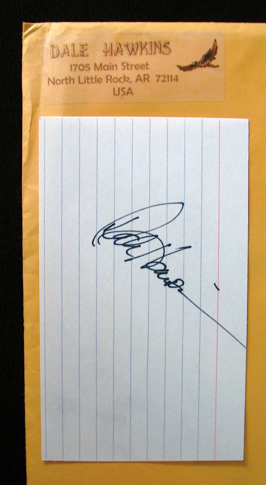 DALE HAWKINS-Rare Autographed Index Card-Rockabilly Hall Of Fame-SUSIE Q-CHECKER, изображение 2