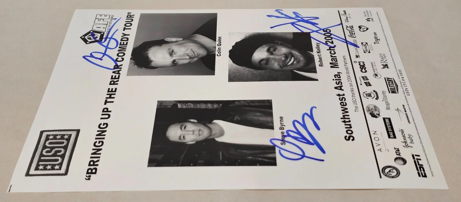 Colin Quinn Steve Byrne Robert Kelley — Colin Quinn, Steve Byrne, Robert Kelley Autograph, USO Comedy Tour 2005, изображение 4