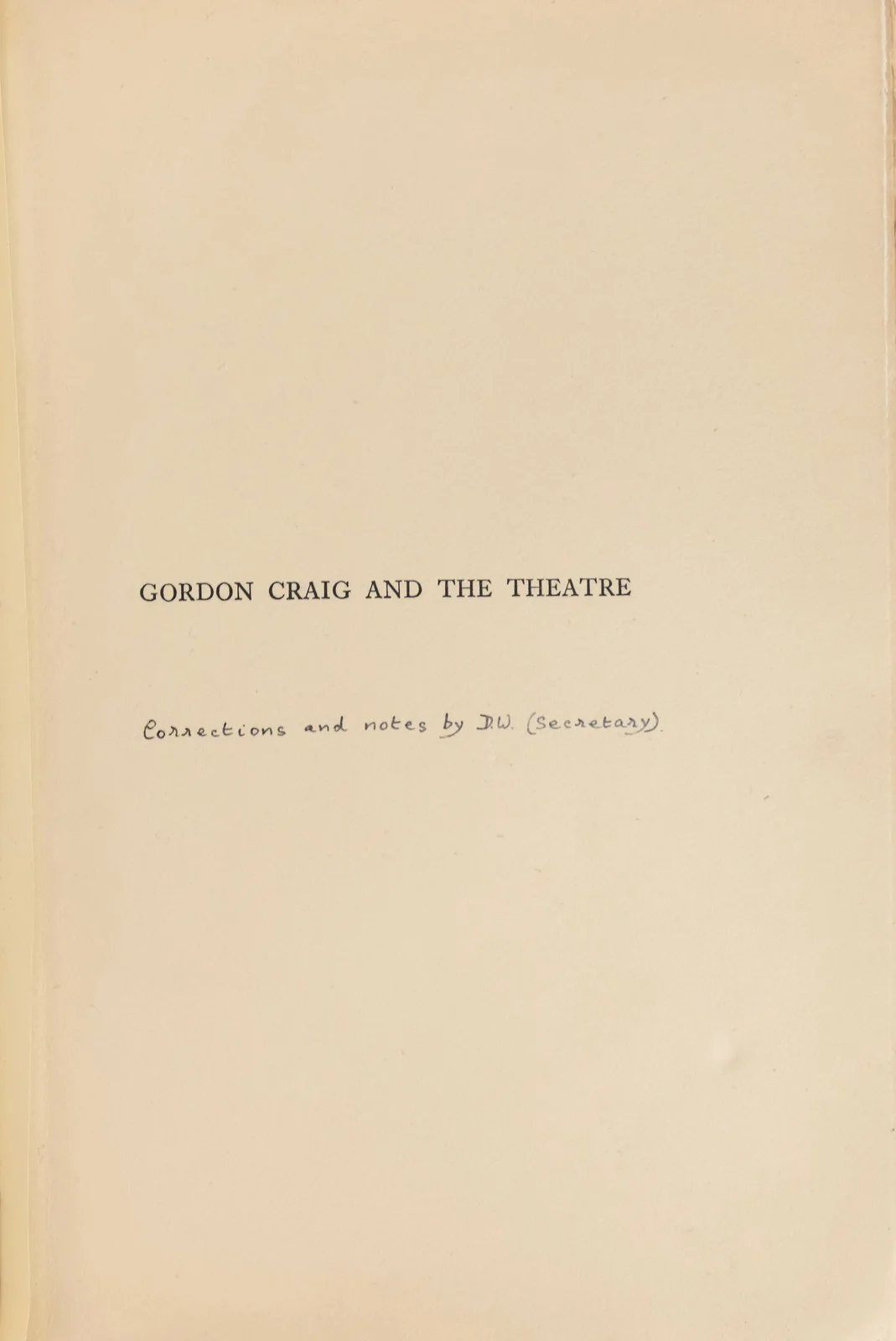 "Gordon Craig and The Theatre" - Hand-Annotated Presentation Copy to an importan, image 5
