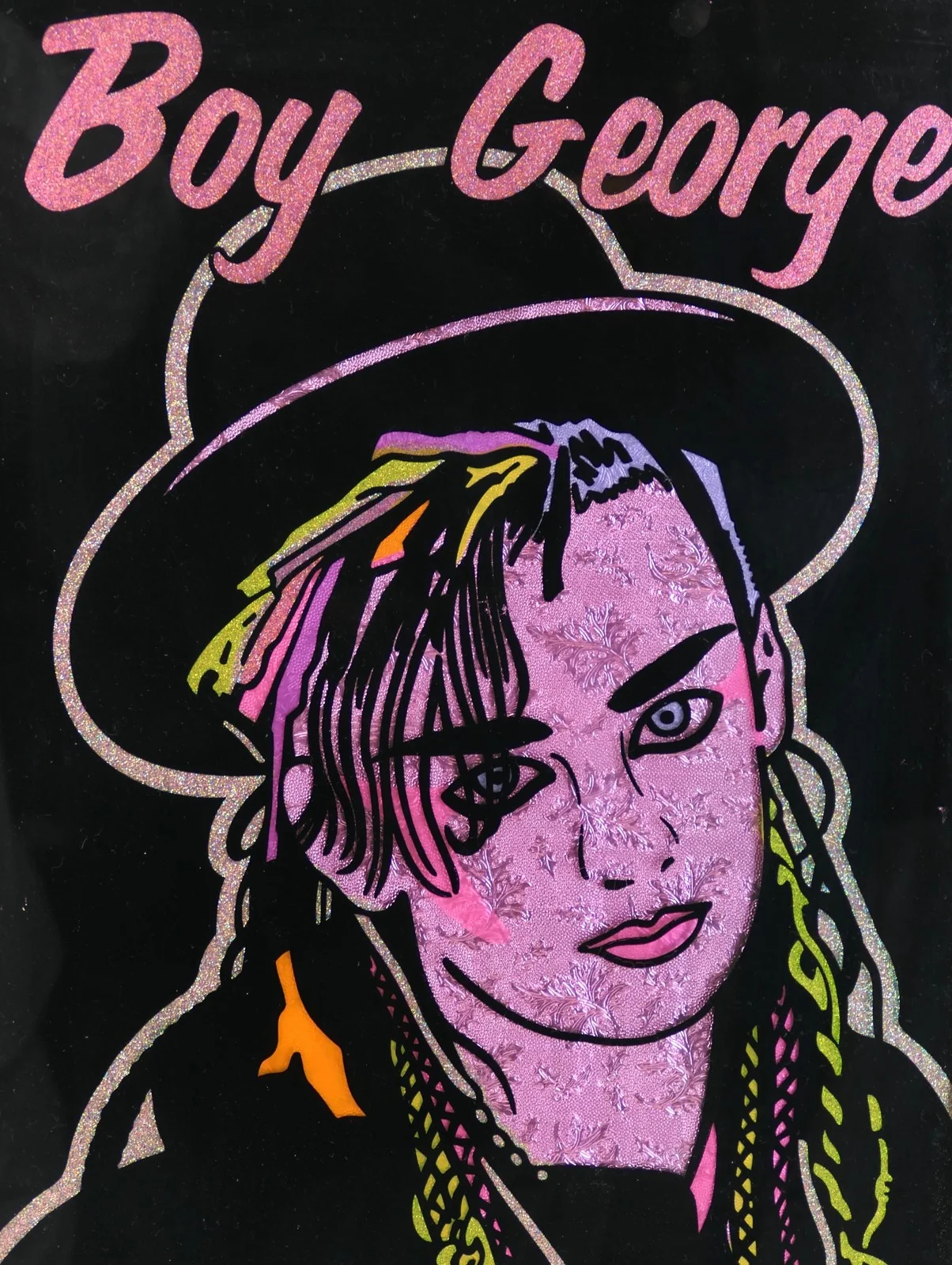 BOY GEORGE - Framed Art Glass Portrait, ca. 1980s, изображение 2