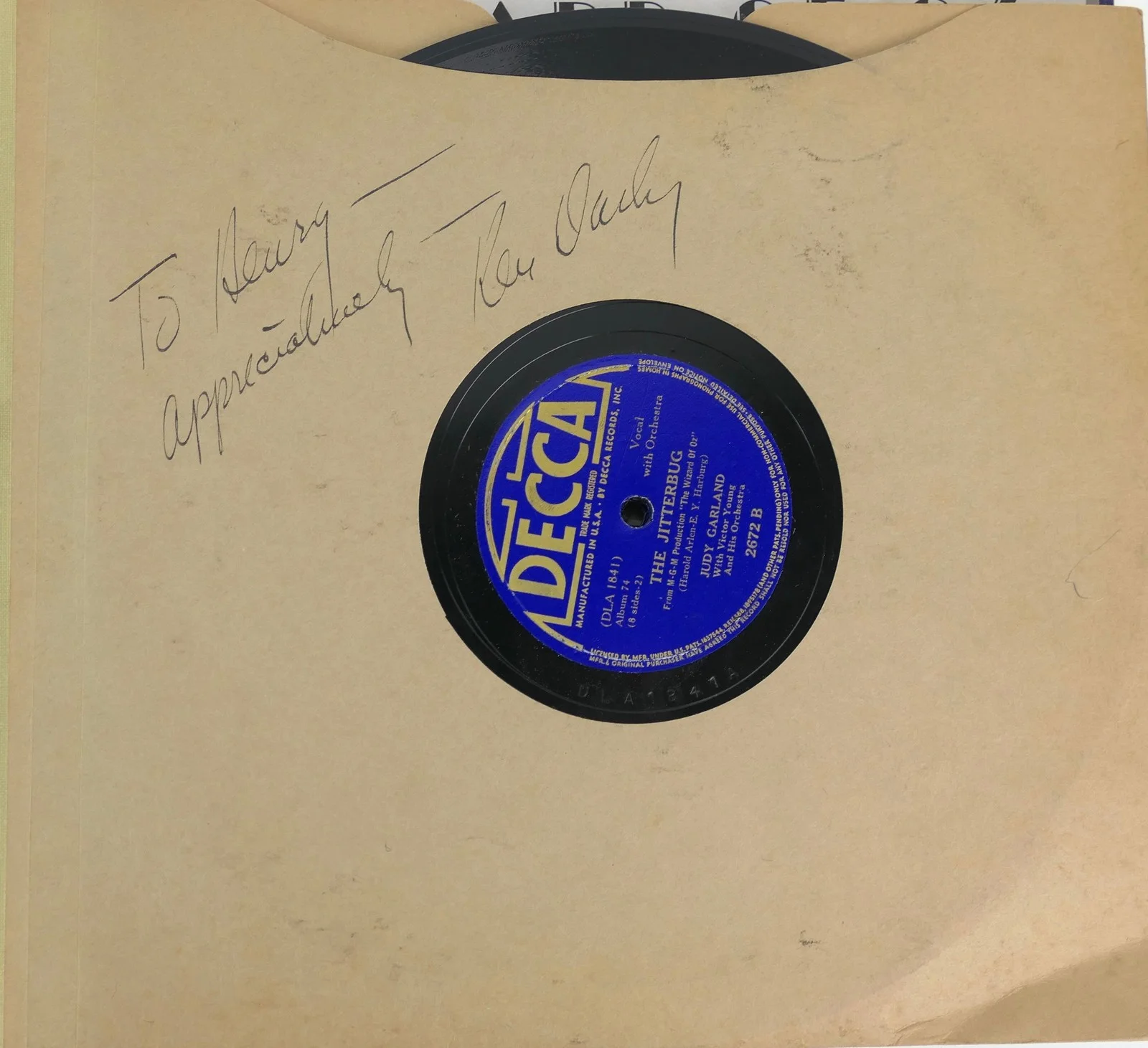 Darby, Ken. (1909 - 1992): Signed WIZARD OF OZ Record Set, изображение 2