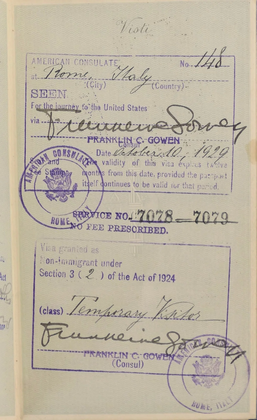 Beniamino GIGLI (Tenor): Stamped Italian PASSPORT from his Farewell Tour (Opera), изображение 4