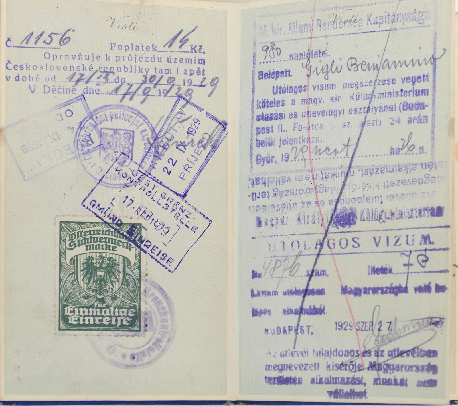 Beniamino GIGLI (Tenor): Stamped Italian PASSPORT from his Farewell Tour (Opera), изображение 5