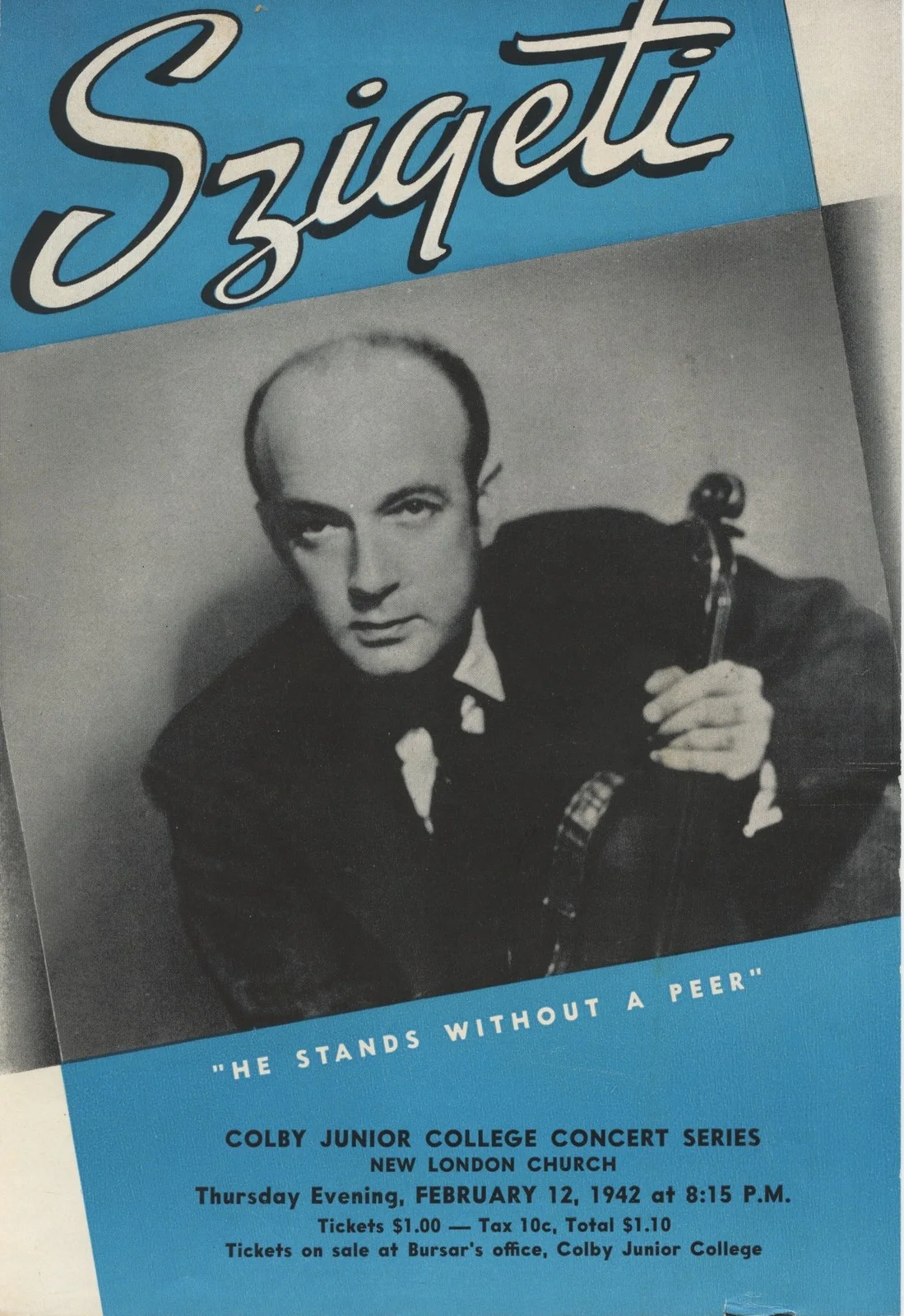 SZIGETI, Joseph. (1892–1973): Signed Program and Recital Concert Flyer, image 2