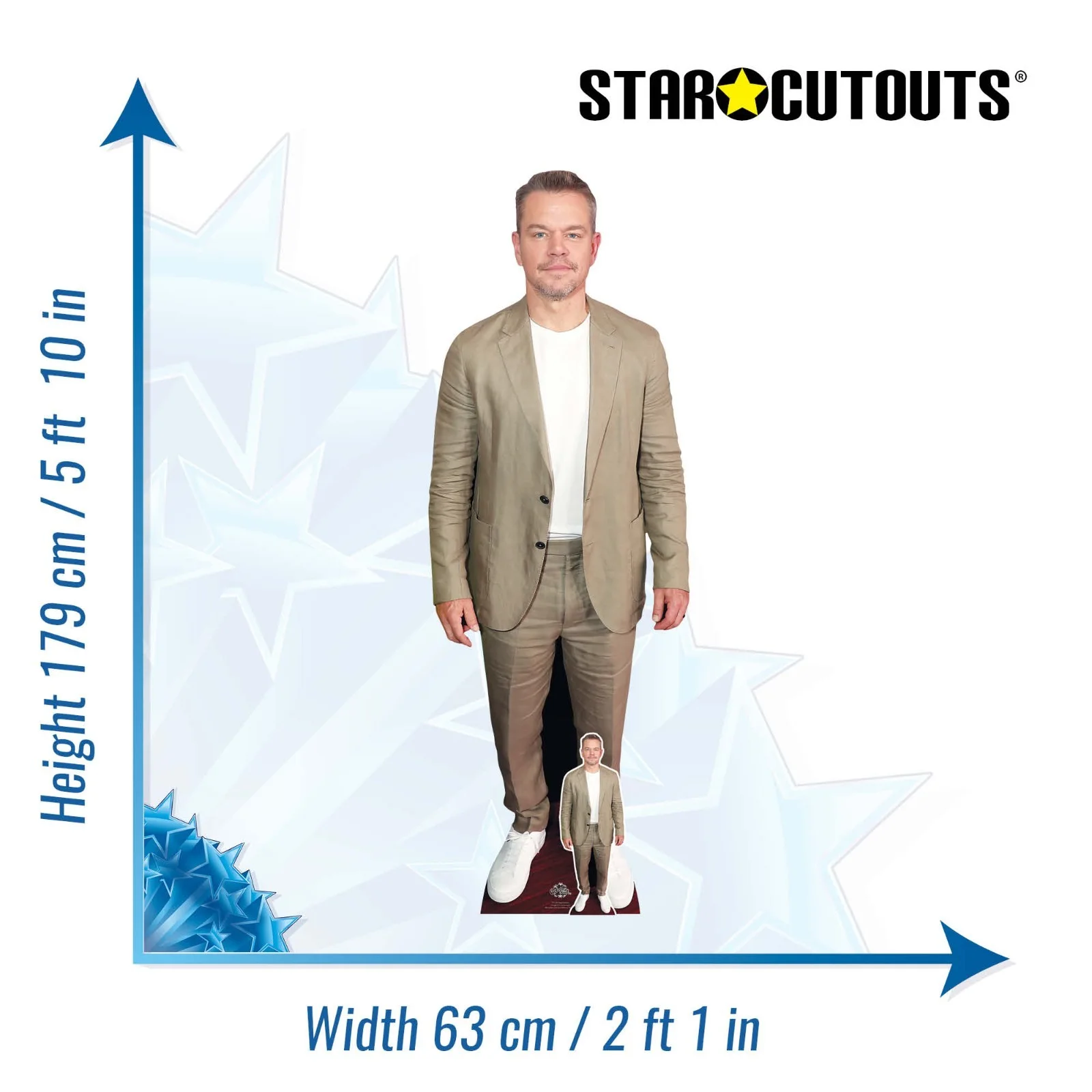 Matt Damon Lifesize Cardboard Cutout with Free Mini Celebrity Standee / Standup, image 4