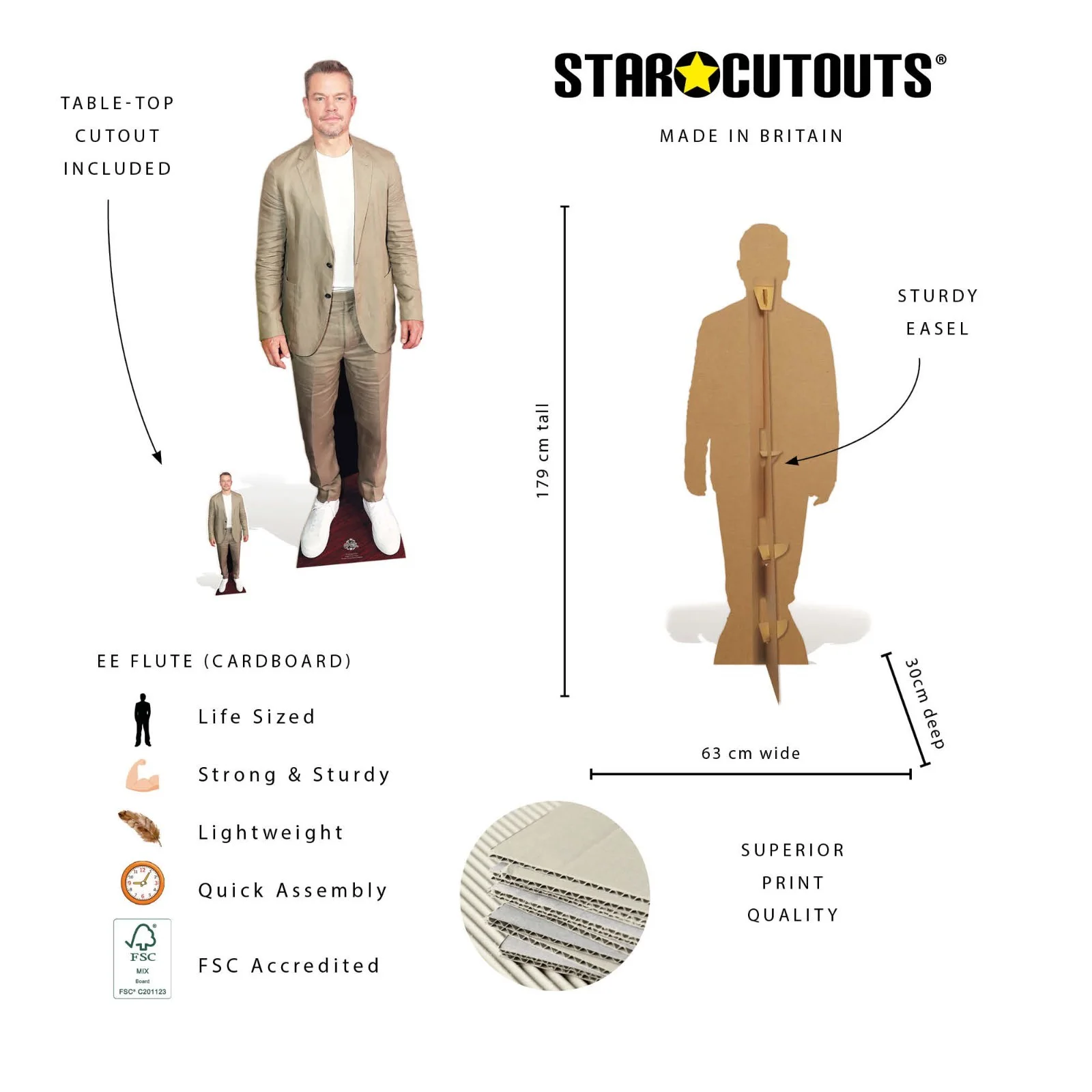 Matt Damon Lifesize Cardboard Cutout with Free Mini Celebrity Standee / Standup, image 5