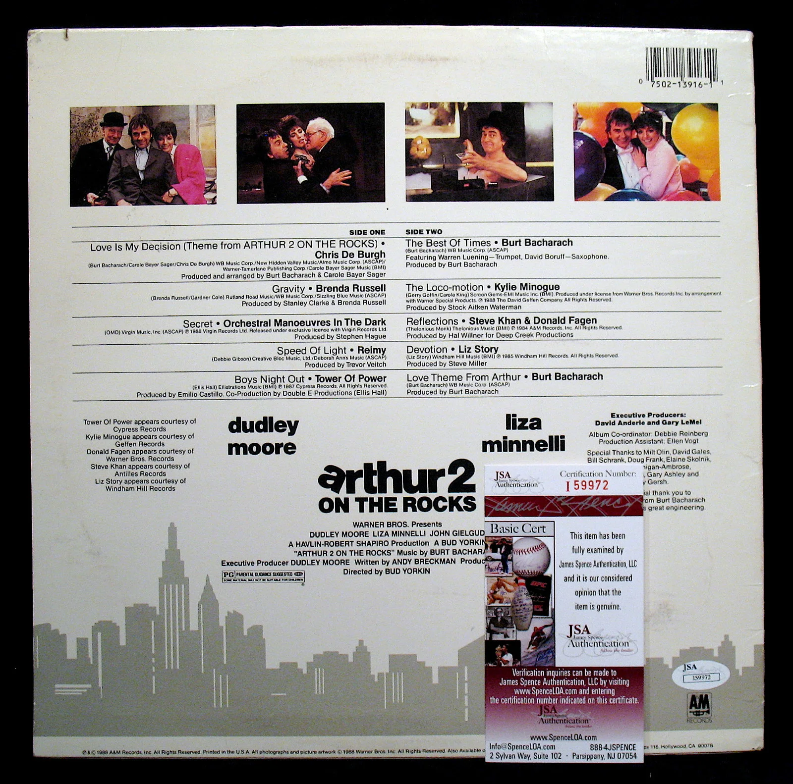LIZA MINNELLI-Rare Autographed ARTHUR 2 ON THE ROCKS Movie Soundtrack Album-JSA, изображение 2