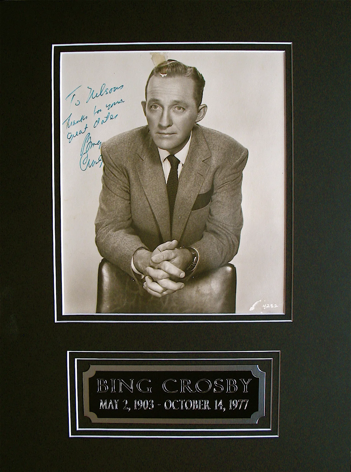 BING CROSBY — BING CROSBY-Rare Autographed Photo Display-Jazz-Big Band-Crooner-PSA/DNA COA